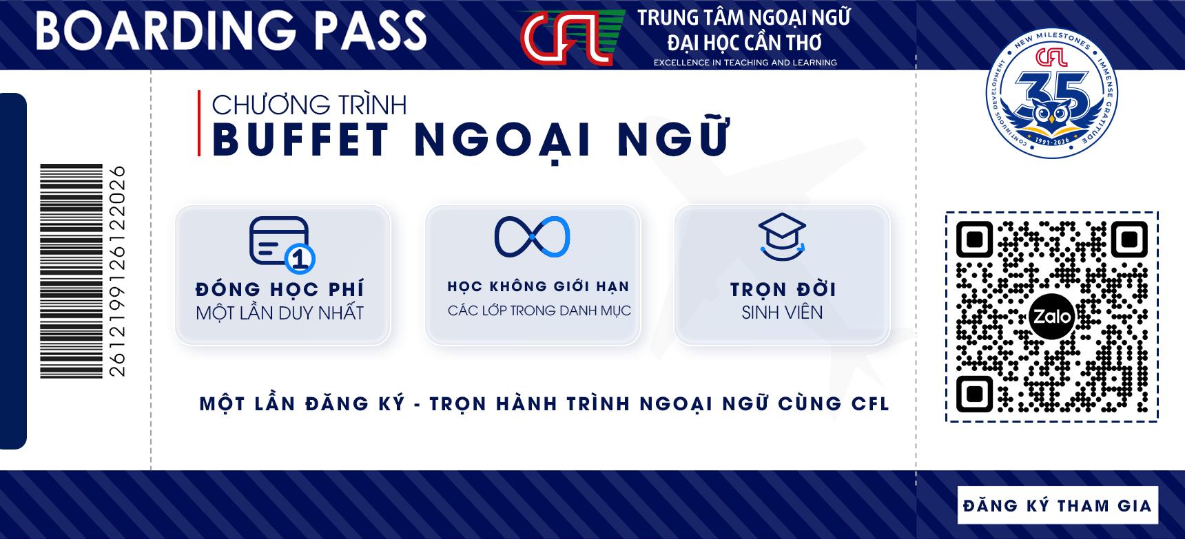 Boarding Pass chương trình Buffet Ngoại ngữ