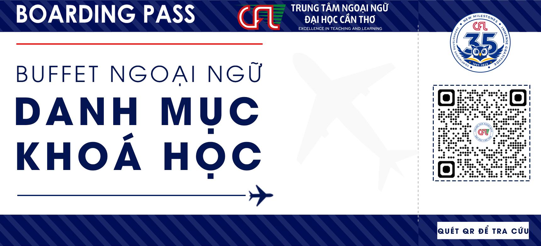 Boarding Pass tra cứu danh mục khóa học Buffet Ngoại ngữ